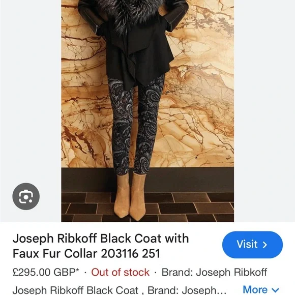 Joseph Ribkoff Black Teddy Jacket with Faux Fur Collar Sz XS statement piece - Picture 3 of 6
